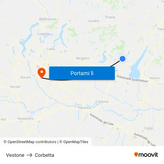 Vestone to Corbetta map