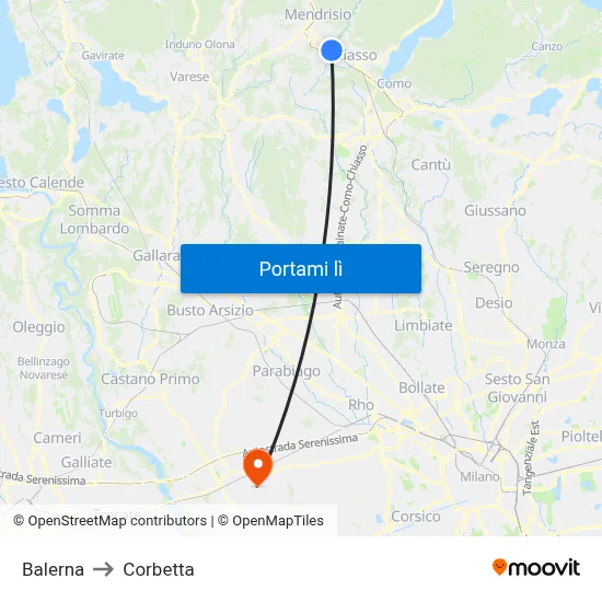 Balerna to Corbetta map