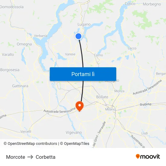 Morcote to Corbetta map