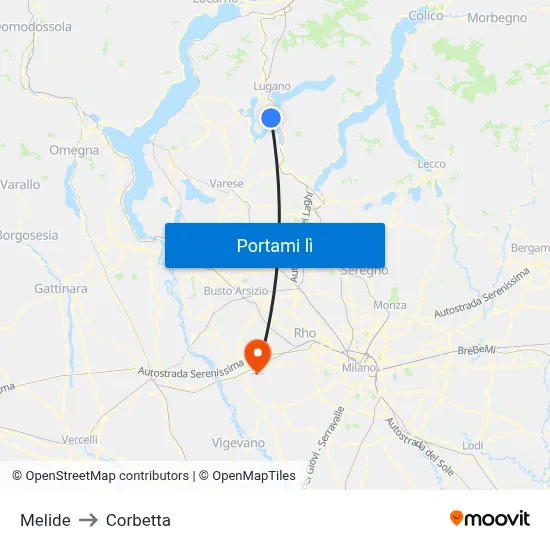 Melide to Corbetta map