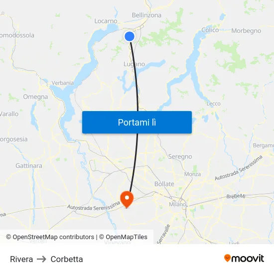 Rivera to Corbetta map