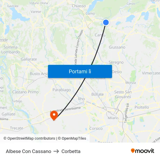 Albese Con Cassano to Corbetta map