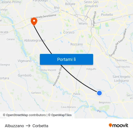 Albuzzano to Corbetta map