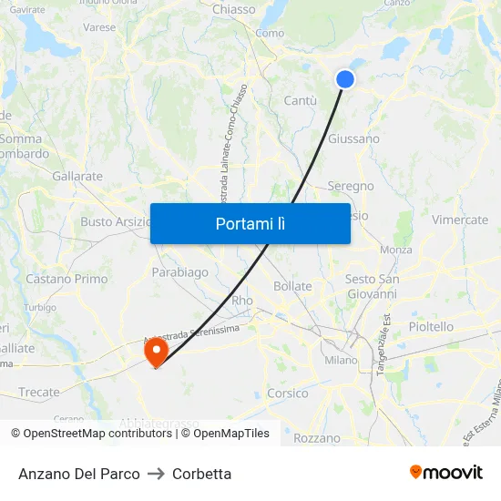 Anzano Del Parco to Corbetta map