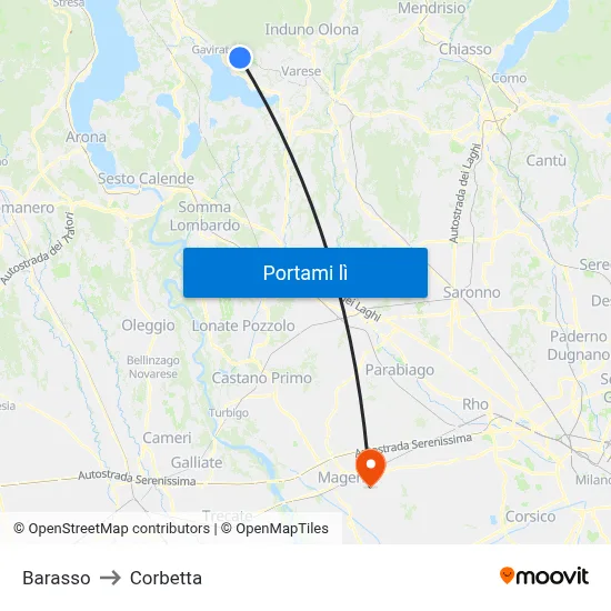 Barasso to Corbetta map