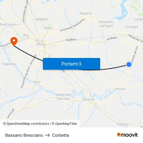Bassano Bresciano to Corbetta map