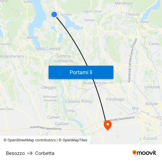 Besozzo to Corbetta map