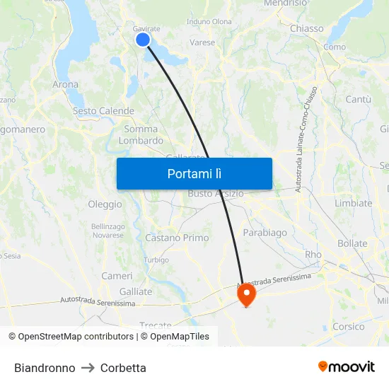 Biandronno to Corbetta map