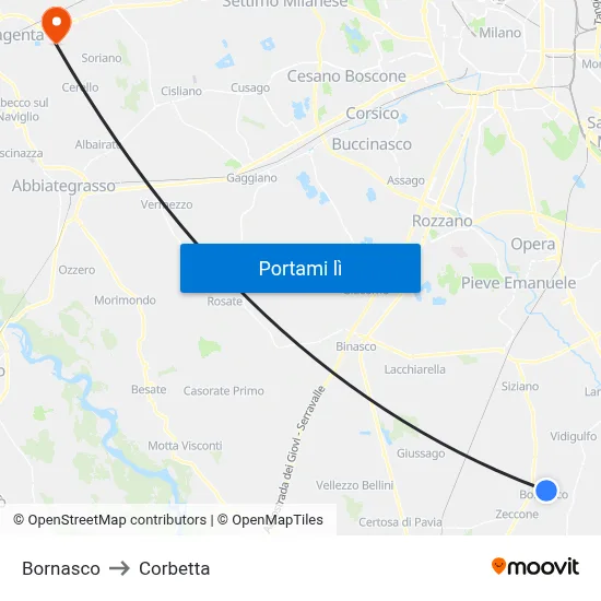 Bornasco to Corbetta map