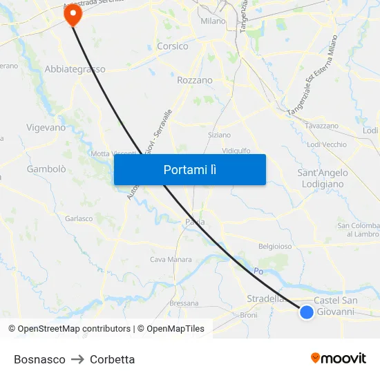 Bosnasco to Corbetta map