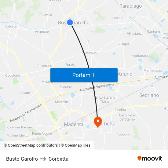 Busto Garolfo to Corbetta map