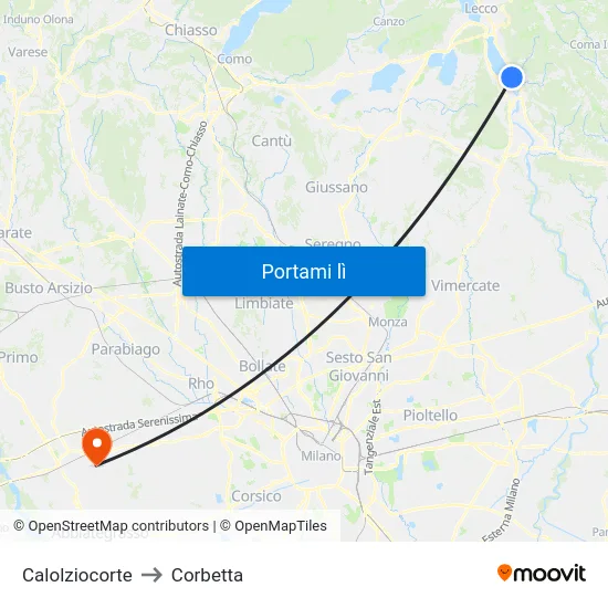 Calolziocorte to Corbetta map