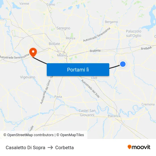 Casaletto Di Sopra to Corbetta map