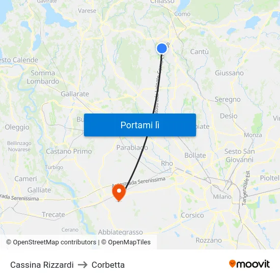 Cassina Rizzardi to Corbetta map
