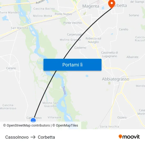 Cassolnovo to Corbetta map