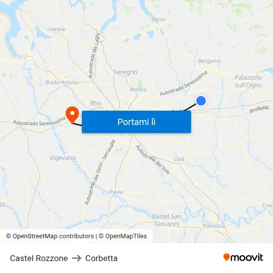 Castel Rozzone to Corbetta map