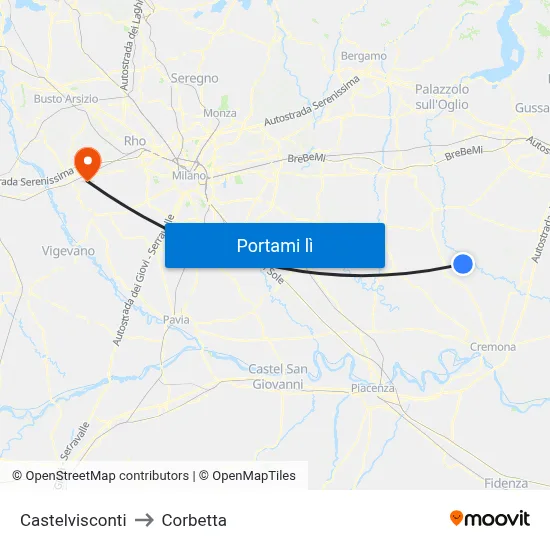 Castelvisconti to Corbetta map