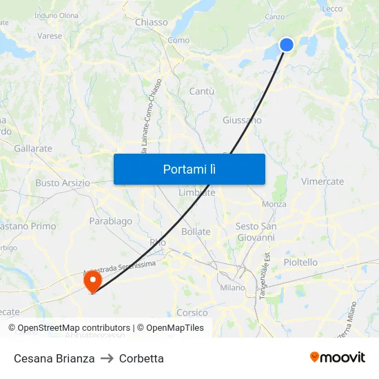 Cesana Brianza to Corbetta map
