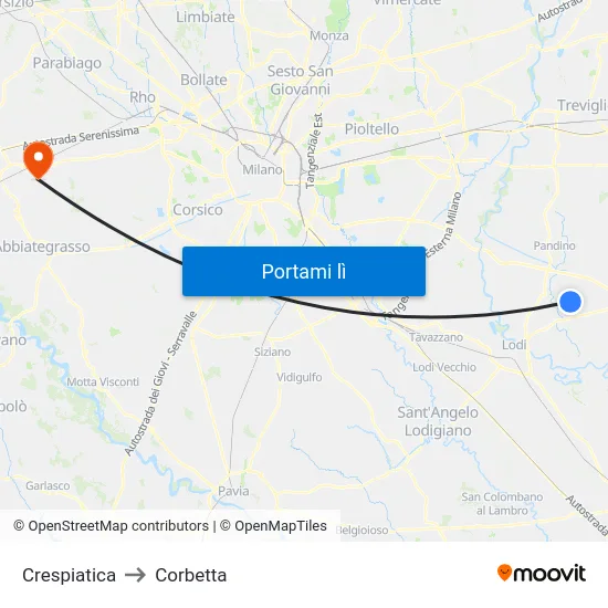 Crespiatica to Corbetta map