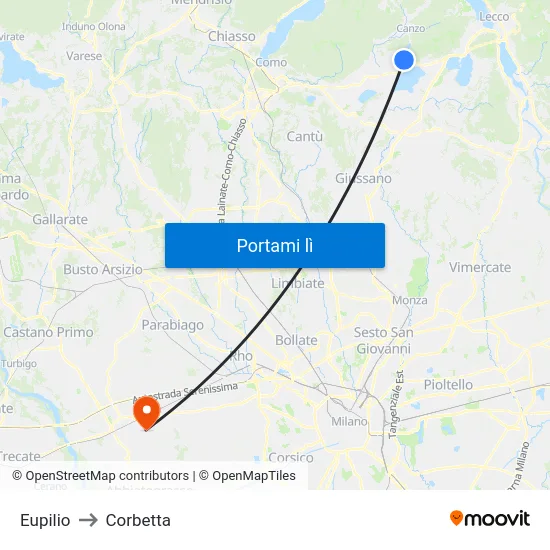 Eupilio to Corbetta map