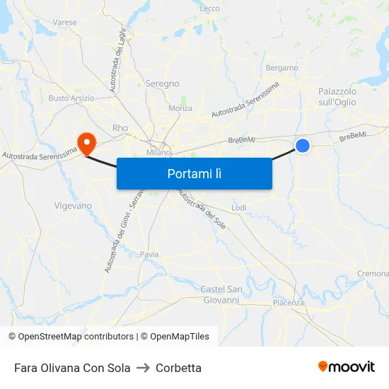Fara Olivana Con Sola to Corbetta map