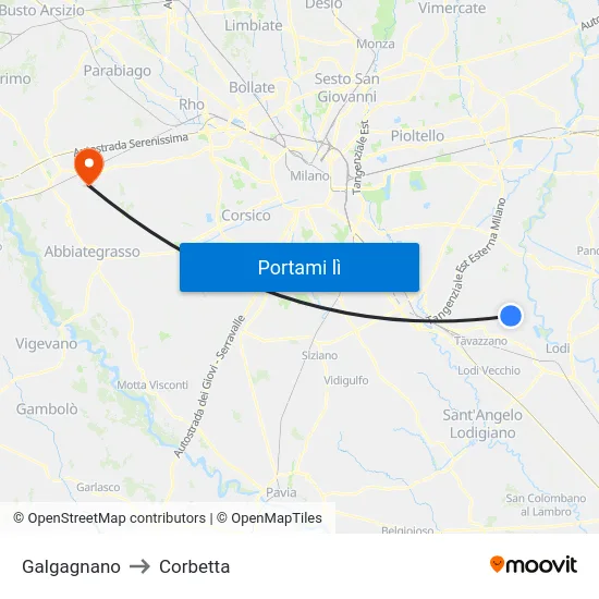Galgagnano to Corbetta map