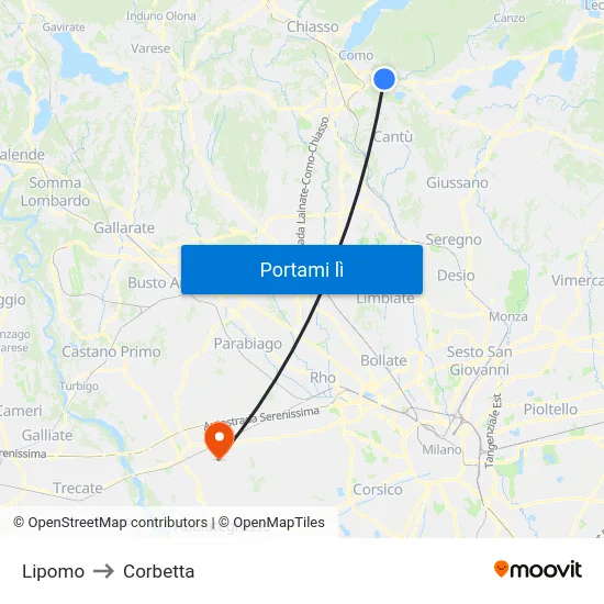 Lipomo to Corbetta map