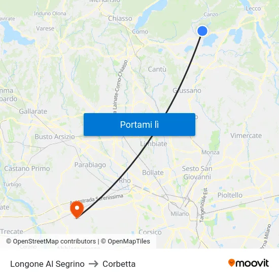 Longone Al Segrino to Corbetta map