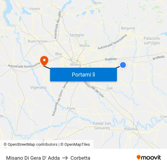 Misano Di Gera D' Adda to Corbetta map