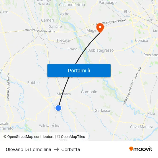 Olevano Di Lomellina to Corbetta map