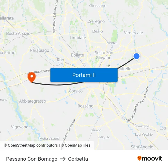 Pessano Con Bornago to Corbetta map