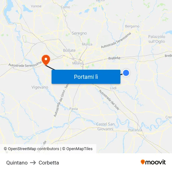 Quintano to Corbetta map