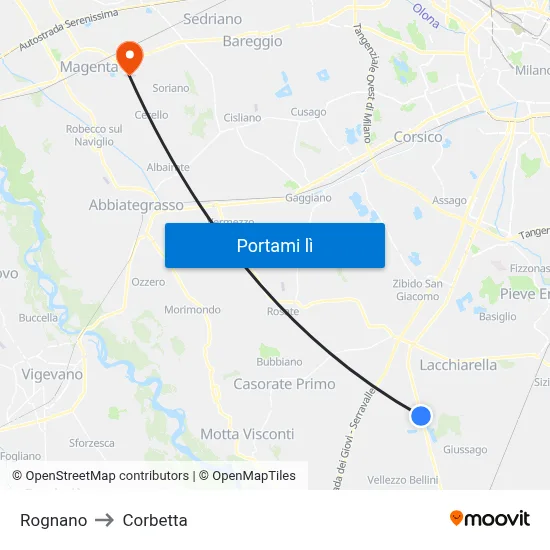 Rognano to Corbetta map
