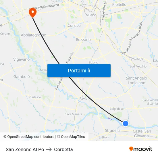 San Zenone Al Po to Corbetta map