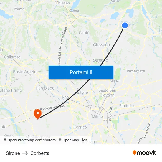Sirone to Corbetta map