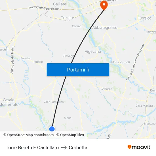 Torre Beretti E Castellaro to Corbetta map