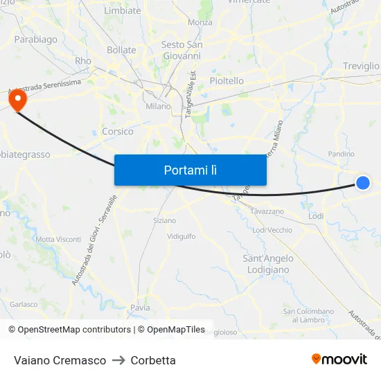 Vaiano Cremasco to Corbetta map