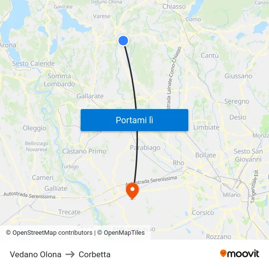 Vedano Olona to Corbetta map
