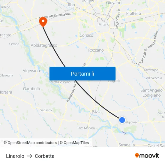 Linarolo to Corbetta map