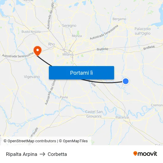 Ripalta Arpina to Corbetta map