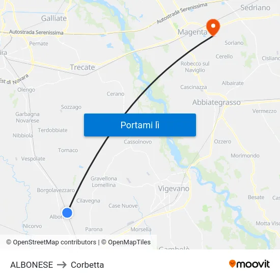 ALBONESE to Corbetta map