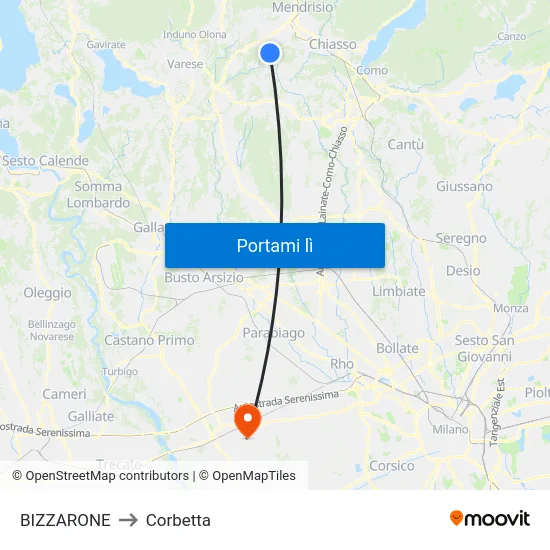BIZZARONE to Corbetta map
