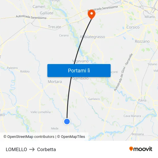LOMELLO to Corbetta map