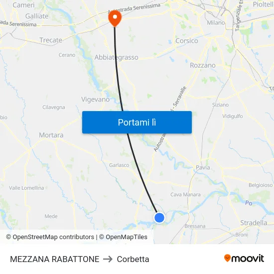 MEZZANA RABATTONE to Corbetta map