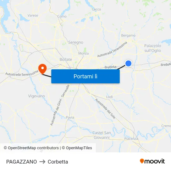 PAGAZZANO to Corbetta map