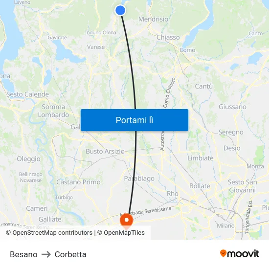 Besano to Corbetta map