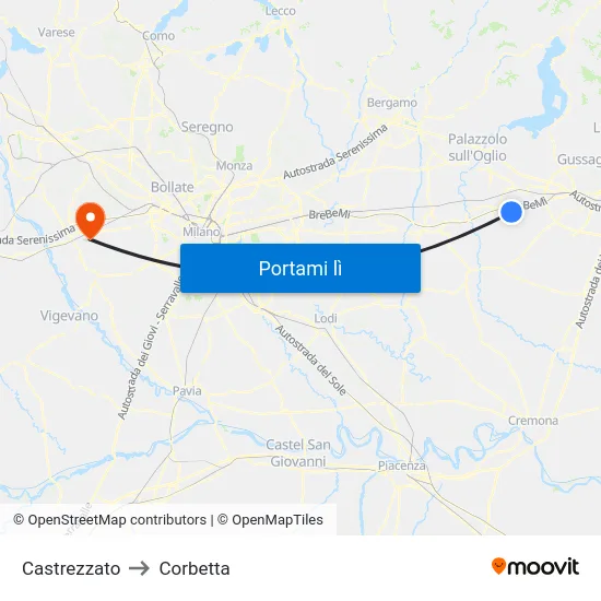 Castrezzato to Corbetta map