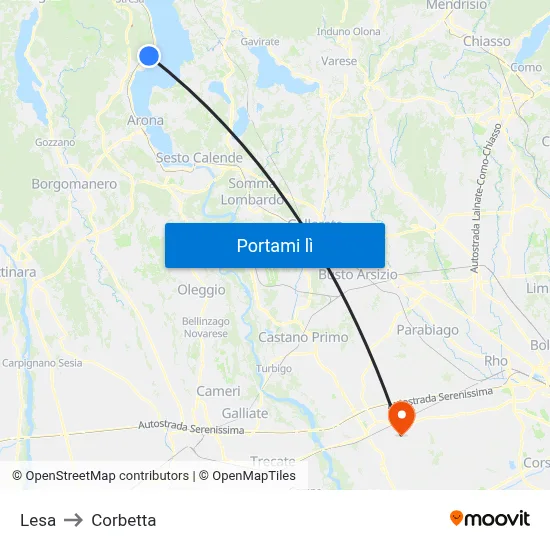 Lesa to Corbetta map