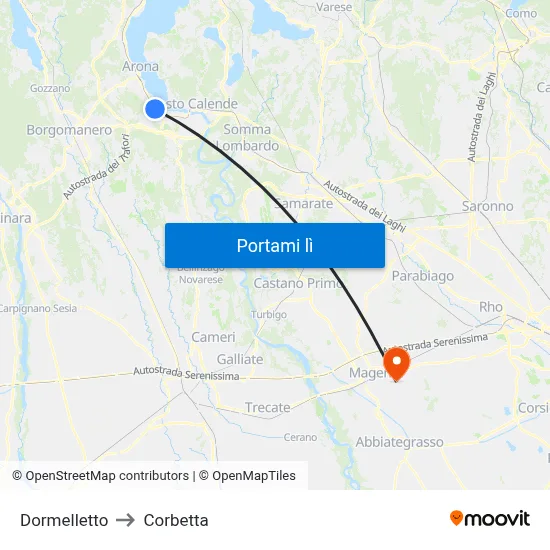 Dormelletto to Corbetta map