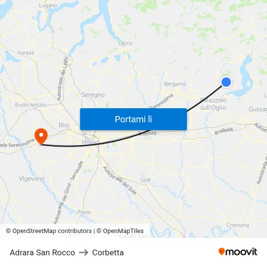 Adrara San Rocco to Corbetta map